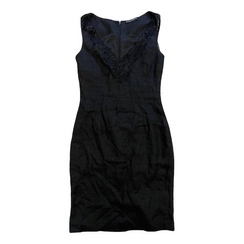 Pre-owned Dolce & Gabbana Linen Mid-length Dress In Black