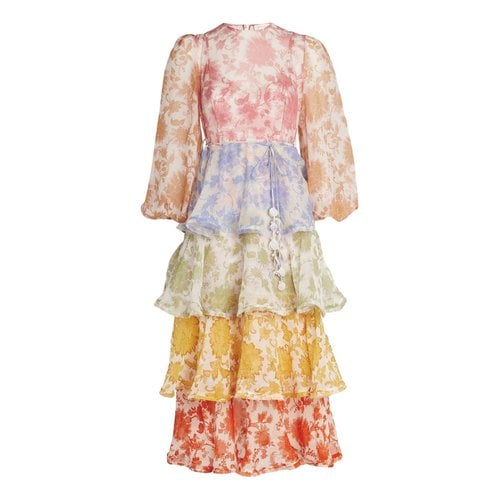 Pre-owned Zimmermann Silk Mid-length Dress In Multicolour