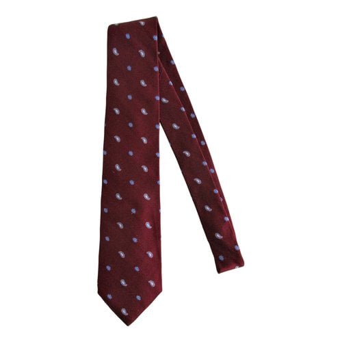 Pre-owned Brooks Silk Tie In Red