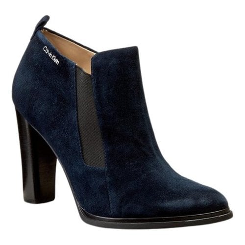 Pre-owned Calvin Klein Leather Ankle Boots In Blue
