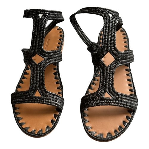 Pre-owned Carrie Forbes Cloth Sandal In Black