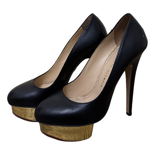 Pre-owned Charlotte Olympia Dolly Leather Heels In Black