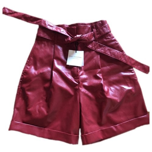 Pre-owned Philosophy Di Lorenzo Serafini Leather Shorts In Red