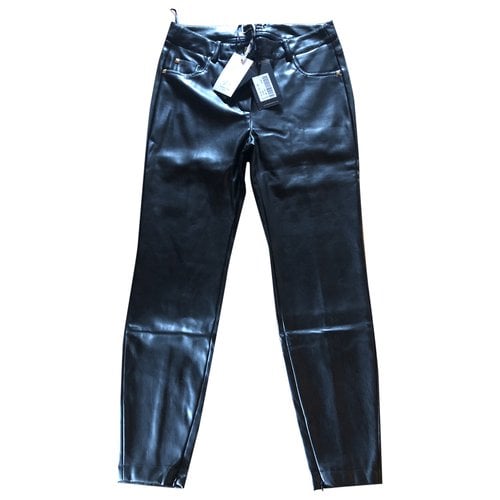 Pre-owned Elisabetta Franchi Vegan Leather Slim Pants In Black