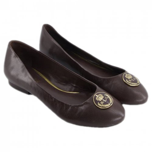 Pre-owned Ralph Lauren Leather Ballet Flats In Brown