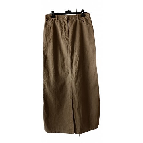 Pre-owned Dries Van Noten Maxi Skirt In Khaki