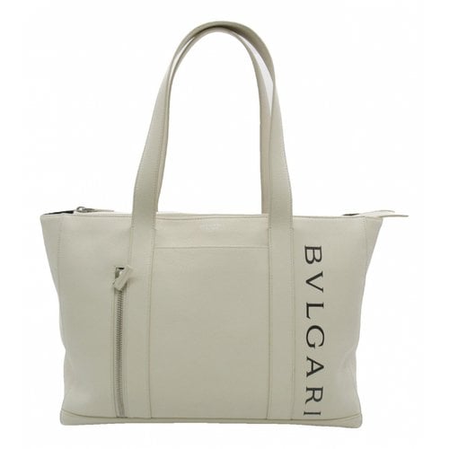 Pre-owned Bvlgari Leather Tote In White