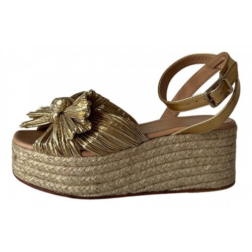 Pre-owned Loeffler Randall Leather Espadrilles In Gold