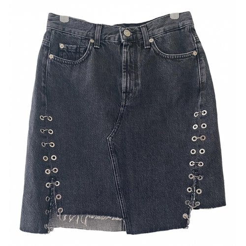 Pre-owned 7 For All Mankind Mini Skirt In Black