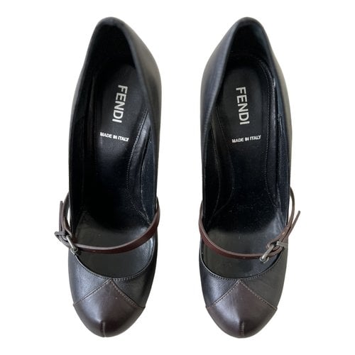 Pre-owned Fendi Leather Heels In Black