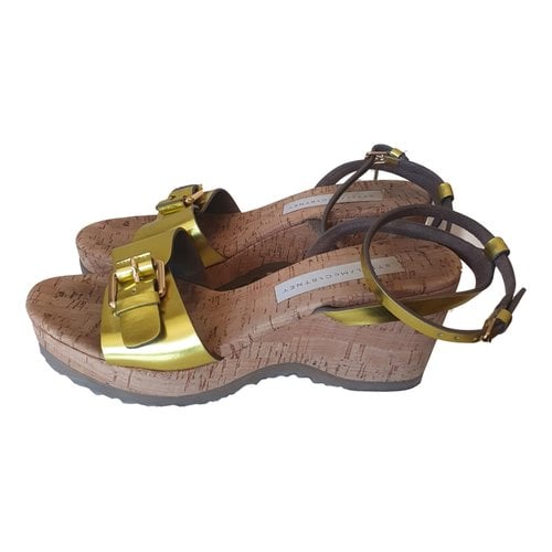 Pre-owned Stella Mccartney Vegan Leather Sandal In Gold