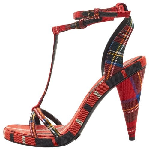 Pre-owned Burberry Cloth Sandal In Red