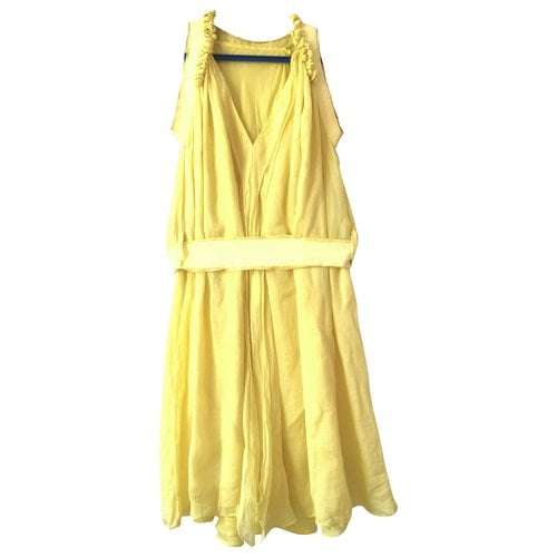 Pre-owned Hugo Boss Silk Mini Dress In Yellow