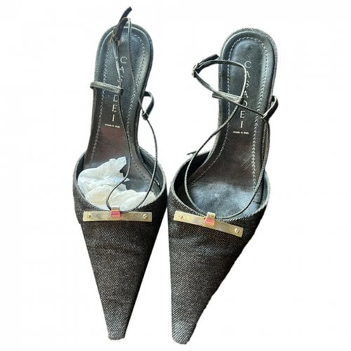 Pre-owned Casadei Cloth Heels In Anthracite