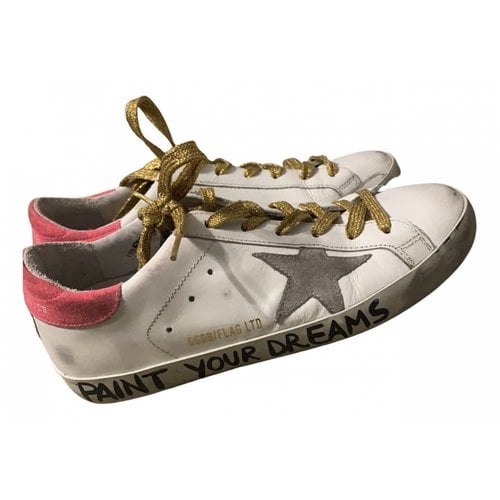 Pre-owned Golden Goose Leather Flats In White
