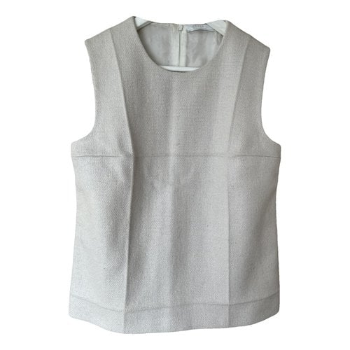 Pre-owned Prada Tweed Vest In Ecru
