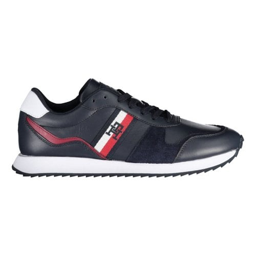 Pre-owned Tommy Hilfiger Leather Low Trainers In Blue