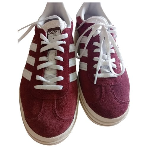 Pre-owned Adidas Originals Gazelle Leather Trainers In Burgundy