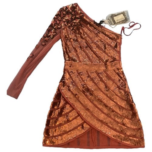 Pre-owned Elisabetta Franchi Glitter Mini Dress In Orange