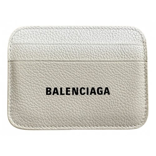 Pre-owned Balenciaga Leather Card Wallet In White