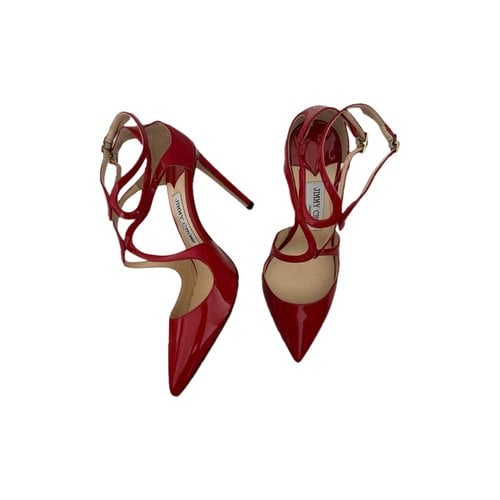 Pre-owned Jimmy Choo Lancer Patent Leather Heels In Red