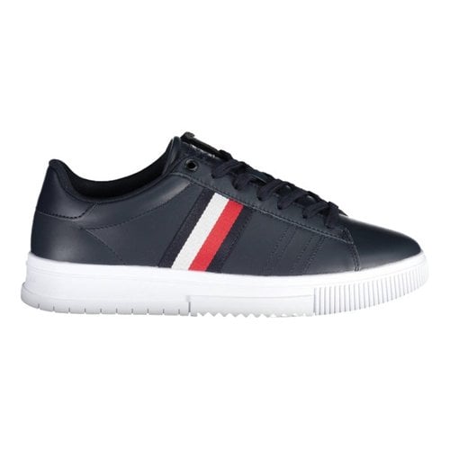 Pre-owned Tommy Hilfiger Leather Low Trainers In Blue