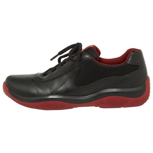 Pre-owned Prada Leather Trainers In Black