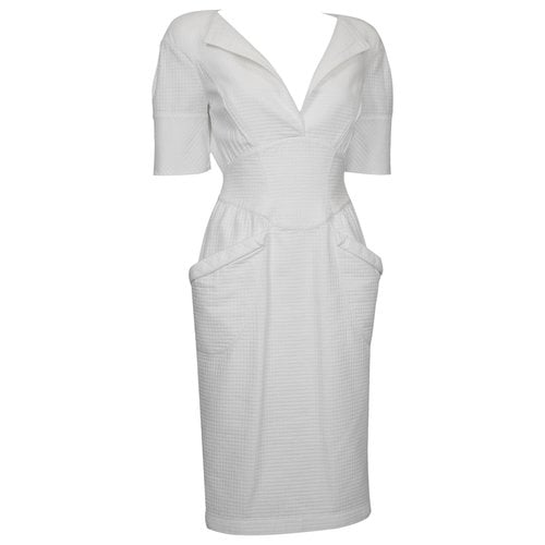 Pre-owned Mugler Mid-length Dress In White
