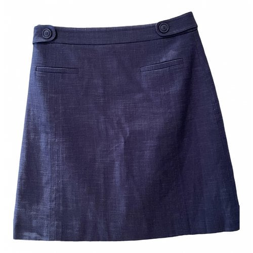 Pre-owned Hobbs Linen Mini Skirt In Blue