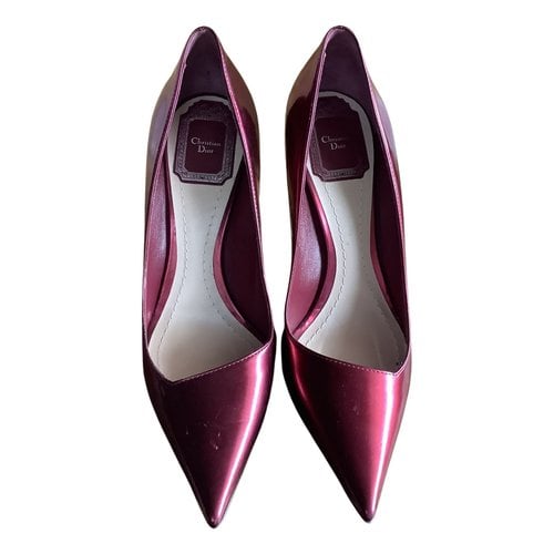 Pre-owned Dior Leather Heels In Burgundy