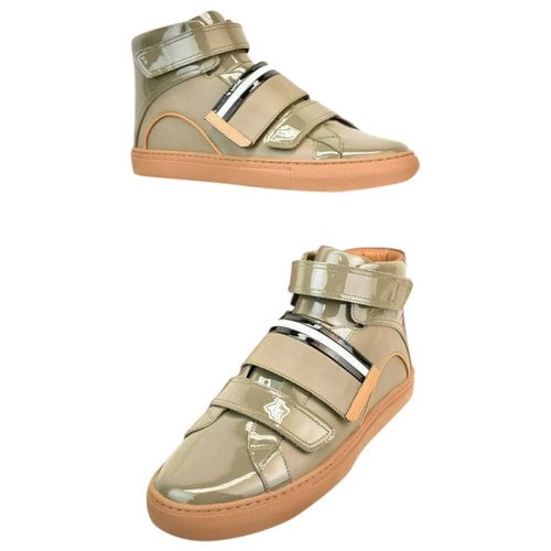 Pre-owned Bally Patent Leather High Trainers In Khaki