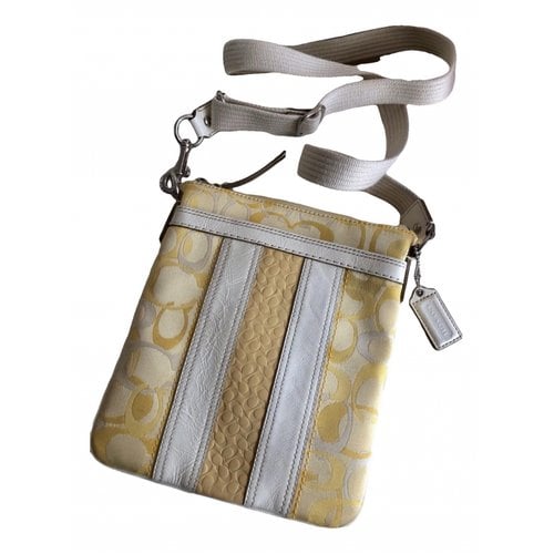 Pre-owned Coach Canvas Courier Crossbody Cloth Crossbody Bag In Yellow