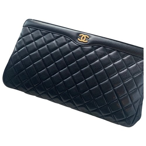 Pre-owned Chanel Timeless/classique Leather Clutch Bag In Black