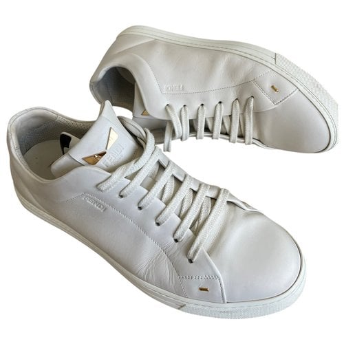 Pre-owned Fendi Leather Lace Ups In White