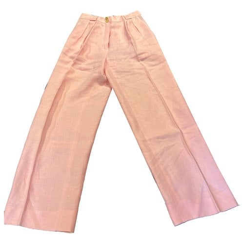 Pre-owned Chanel Linen Trousers In Pink