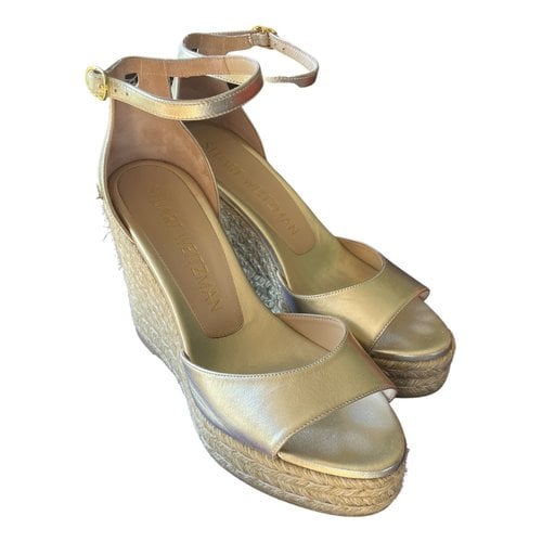 Pre-owned Stuart Weitzman Leather Espadrilles In Gold