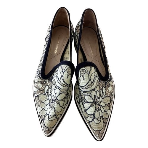 Pre-owned Nicholas Kirkwood Cloth Flats In Green