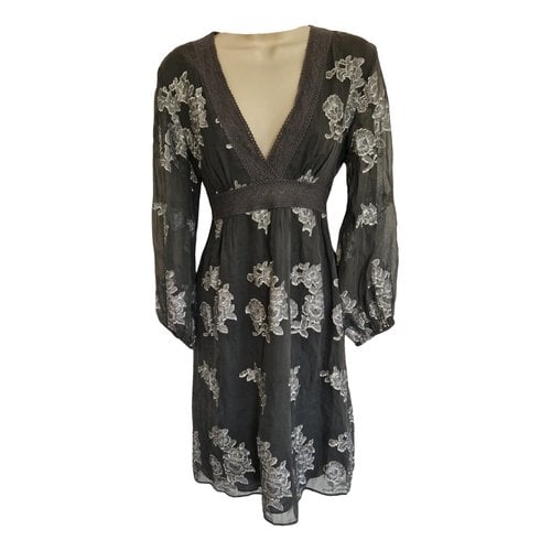 Pre-owned Manoush Silk Mid-length Dress In Anthracite