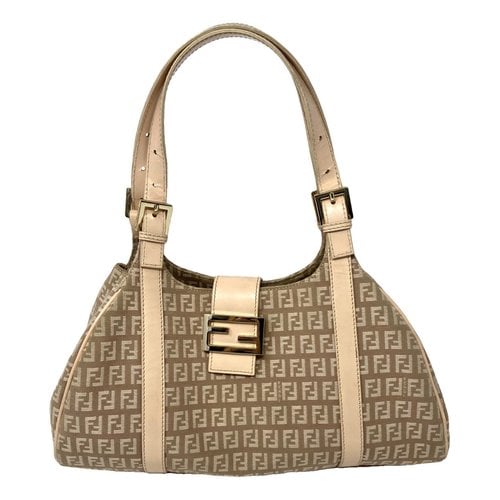 Pre-owned Fendi Mamma Baguette Cloth Handbag In Beige