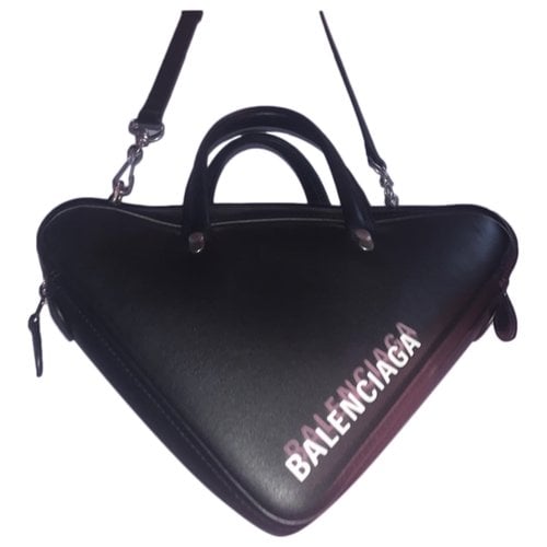 Pre-owned Balenciaga Triangle Leather Handbag In Black