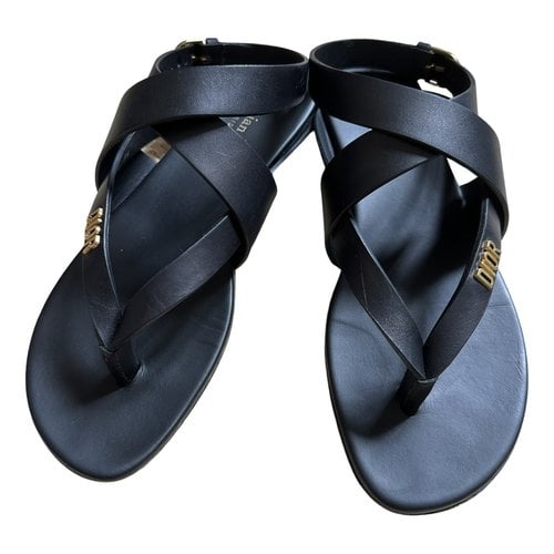 Pre-owned Dior Leather Sandal In Black