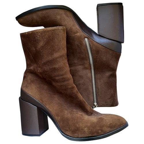 Pre-owned Dear Frances Ankle Boots In Brown