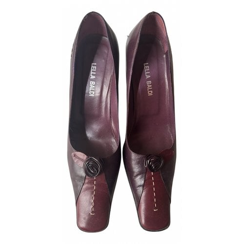 Pre-owned Lella Baldi Leather Heels In Burgundy