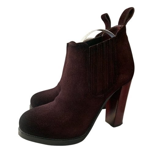 Pre-owned Santoni Ankle Boots In Burgundy