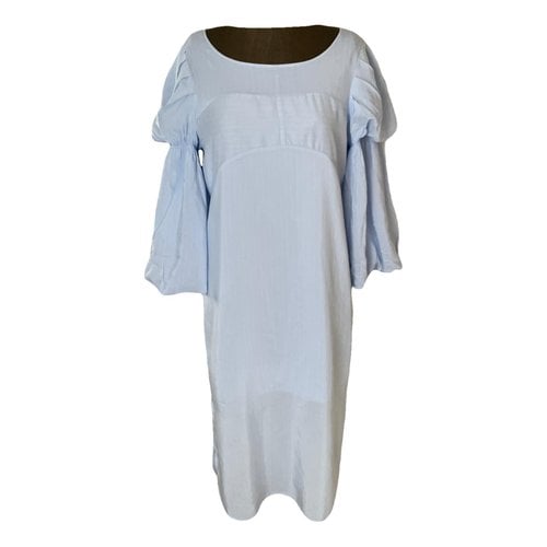 Pre-owned Designers Remix Linen Mid-length Dress In Blue