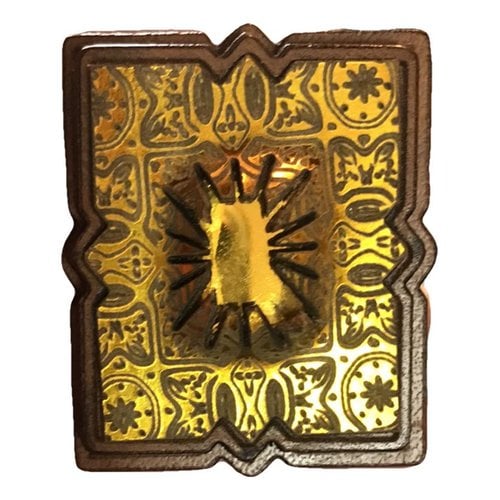Pre-owned Almala Leather Ring In Gold