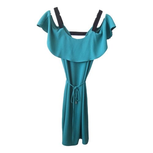 Pre-owned Ikks Mini Dress In Turquoise