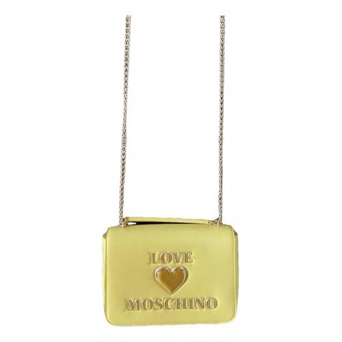 Pre-owned Moschino Love Leather Handbag In Yellow