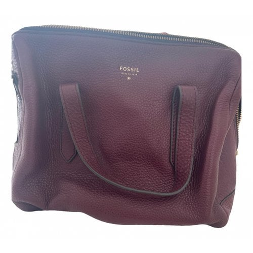 Pre-owned Fossil Leather Handbag In Burgundy