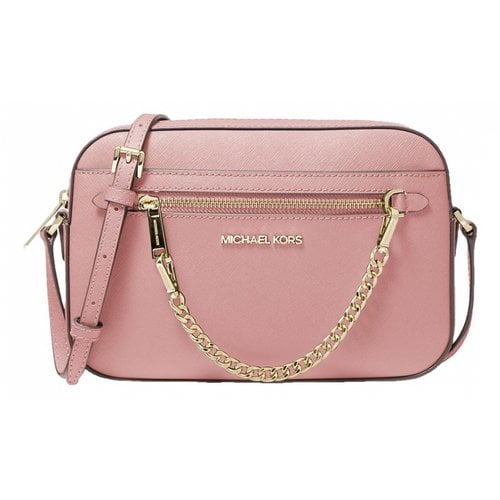 Pre-owned Michael Kors Jet Set Leather Crossbody Bag In Pink